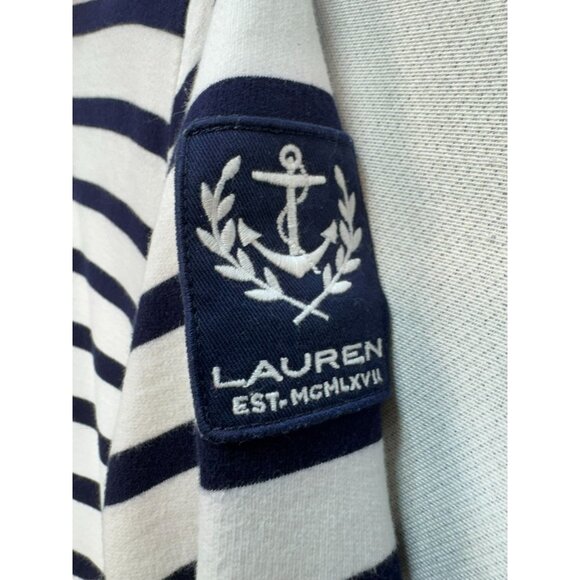 Lauren Ralph Lauren Womens Zip-Up Hoodie Jacket Sze M Navy White Striped Zip Up - Picture 4 of 10